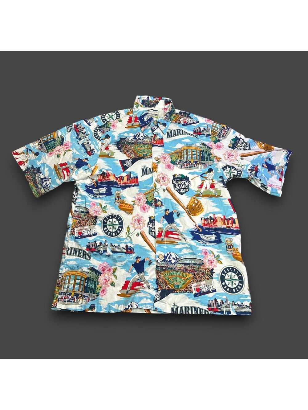 Reyn Spooner MLB Seattle Mariners Hawaiian Shirt Mens Medium Aloha Button Up
